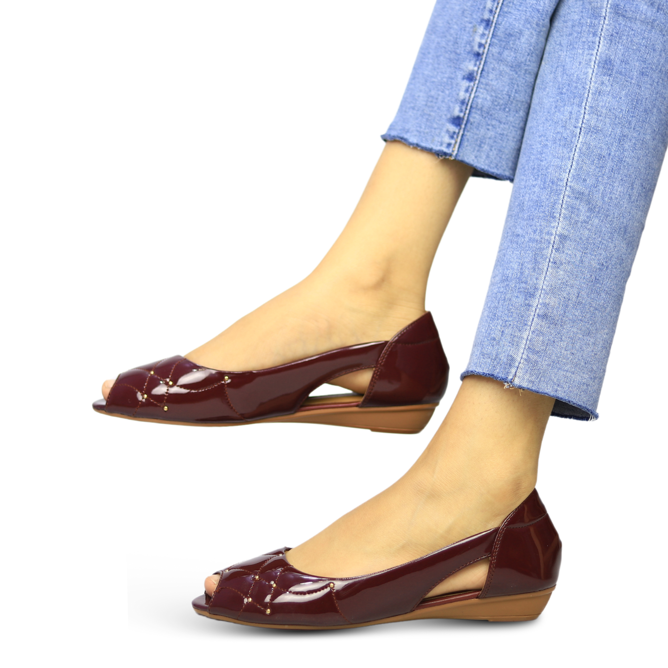 Maroon Ballet Flats - Women Pumps / 8007155