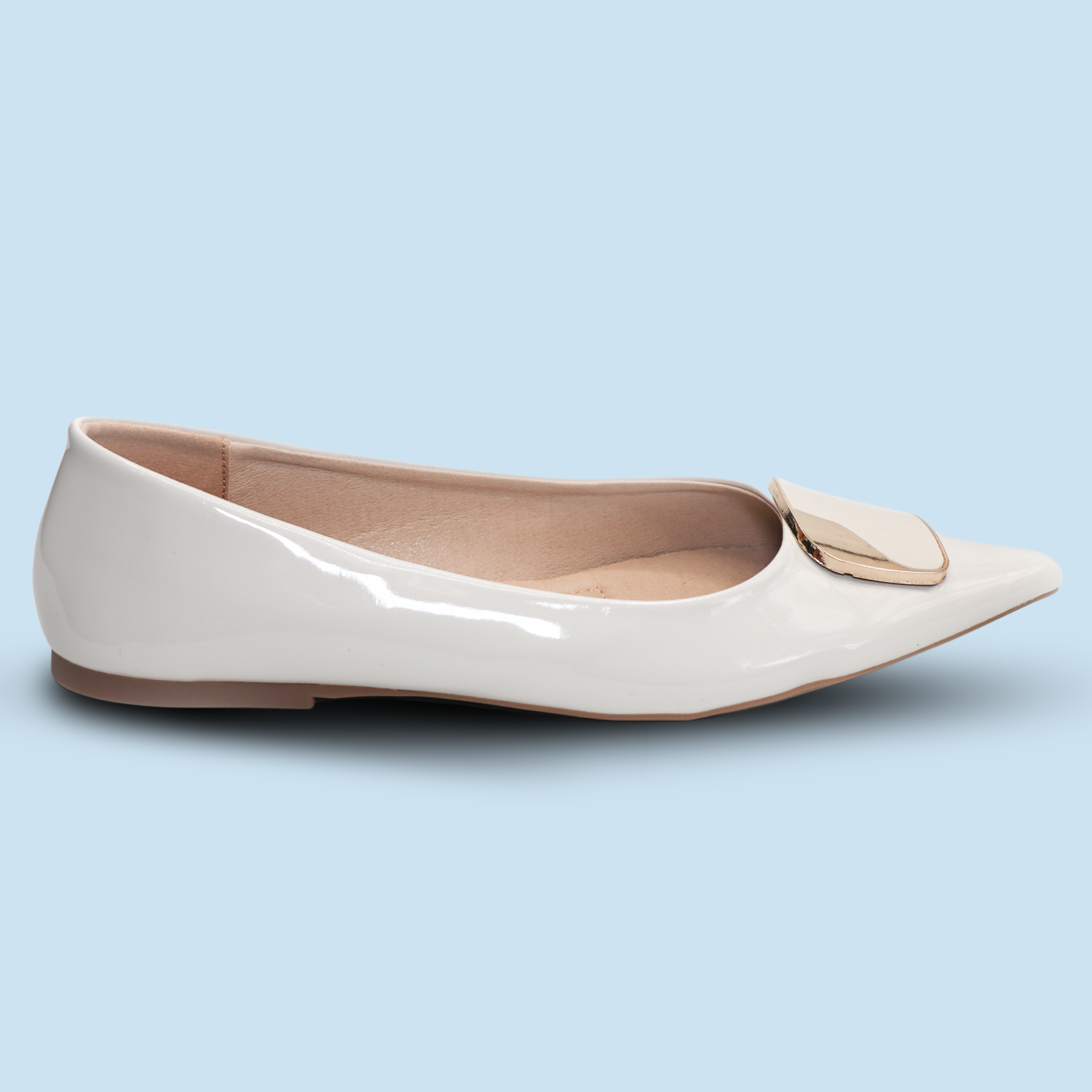 White Stylish Pumps-Women Flat Shoes / 8006189